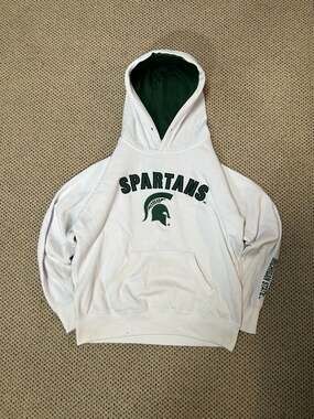 Stadium Athletics Michigan State Spartans Hoodie White Green Size M